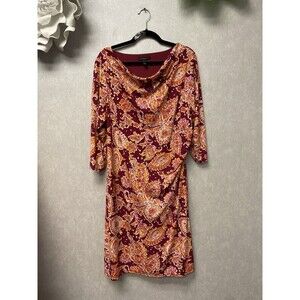 Isaac Mizrahi Love Red/Orange Multi Dress Size Large